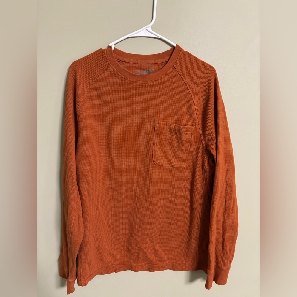 Duluth Mens Dry On The Fly Waffle Knit Long Sleeve Crew Size Medium Orange